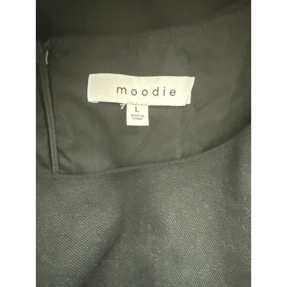 Moodie Crew Neck Puff Sleeve Cutout Midi Dress Black Size Large - Picture 8 of 10